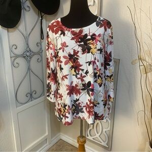 JM Collection leaf design shirt top blouse